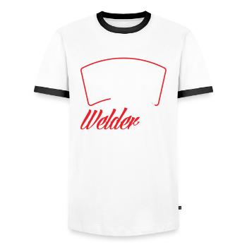 Funny Welder Gift - Men's Ringer Shirt - white/black - Front - AI Model Female 172 light (172cm) & AI Model Male 178 dark (178cm)