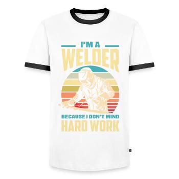 Funny Welder Gift - Men's Ringer Shirt - white/black - Front - AI Model Female 172 light (172cm) & AI Model Male 178 dark (178cm)