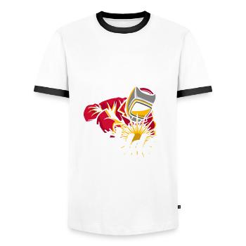Funny Welder Gift - Men's Ringer Shirt - white/black - Front - AI Model Female 172 light (172cm) & AI Model Male 178 dark (178cm)