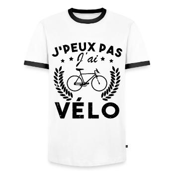 I can't I have a bike - Men's Ringer Shirt - white/black - Front - AI Model Female 172 light (172cm) & AI Model Male 178 dark (178cm)