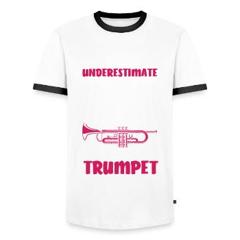Trompete Trompeter Trompeten Spieler - Männer Kontrast-T-Shirt - Weiß/Schwarz - Vorne - AI Model Female 172 light (172cm) & AI Model Male 178 dark (178cm)