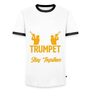 Trumpet Trumpeter Trumpet Player - Men's Ringer Shirt - white/black - Front - AI Model Female 172 light (172cm) & AI Model Male 178 dark (178cm)