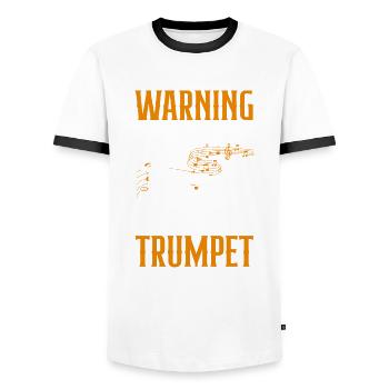 Trompete Trompeter Trompeten Spieler - Männer Kontrast-T-Shirt - Weiß/Schwarz - Vorne - AI Model Female 172 light (172cm) & AI Model Male 178 dark (178cm)