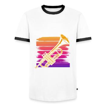 Trumpet Trumpeter Trumpet Player - Men's Ringer Shirt - white/black - Front - AI Model Female 172 light (172cm) & AI Model Male 178 dark (178cm)