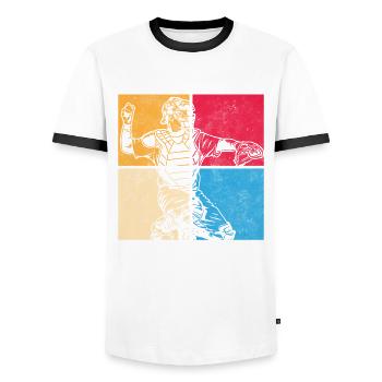 Lustiger Baseball - Männer Kontrast-T-Shirt - Weiß/Schwarz - Vorne - AI Model Female 172 light (172cm) & AI Model Male 178 dark (178cm)