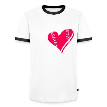 Lustiger Baseball - Männer Kontrast-T-Shirt - Weiß/Schwarz - Vorne - AI Model Female 172 light (172cm) & AI Model Male 178 dark (178cm)