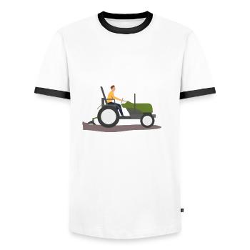 Lustiges Bauer Bauernhof Landwirt Geschenk - Männer Kontrast-T-Shirt - Weiß/Schwarz - Vorne - AI Model Female 172 light (172cm) & AI Model Male 178 dark (178cm)
