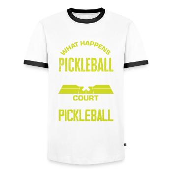 Lustiges Pickleball Geschenk - Männer Kontrast-T-Shirt - Weiß/Schwarz - Vorne - AI Model Female 172 light (172cm) & AI Model Male 178 dark (178cm)
