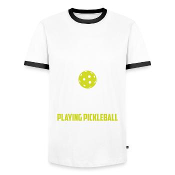 Lustiges Pickleball Geschenk - Männer Kontrast-T-Shirt - Weiß/Schwarz - Vorne - AI Model Female 172 light (172cm) & AI Model Male 178 dark (178cm)
