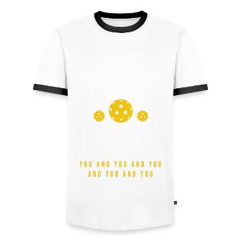 Lustiges Pickleball Geschenk - Männer Kontrast-T-Shirt - Weiß/Schwarz - Vorne - AI Model Female 172 light (172cm) & AI Model Male 178 dark (178cm)