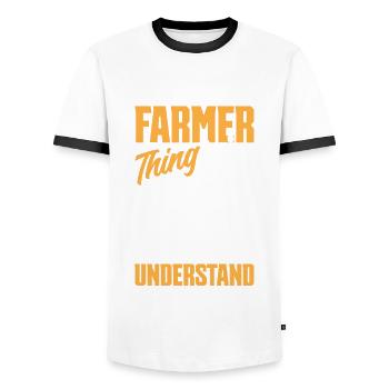 Lustiges Bauer Bauernhof Landwirt Geschenk - Männer Kontrast-T-Shirt - Weiß/Schwarz - Vorne - AI Model Female 172 light (172cm) & AI Model Male 178 dark (178cm)