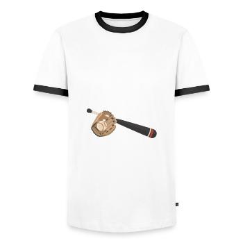 Lustiger Baseball - Männer Kontrast-T-Shirt - Weiß/Schwarz - Vorne - AI Model Female 172 light (172cm) & AI Model Male 178 dark (178cm)