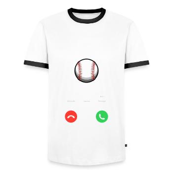 Lustiger Baseball - Männer Kontrast-T-Shirt - Weiß/Schwarz - Vorne - AI Model Female 172 light (172cm) & AI Model Male 178 dark (178cm)