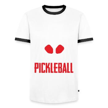Lustiges Pickleball Geschenk - Männer Kontrast-T-Shirt - Weiß/Schwarz - Vorne - AI Model Female 172 light (172cm) & AI Model Male 178 dark (178cm)