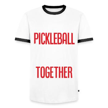 Lustiges Pickleball Geschenk - Männer Kontrast-T-Shirt - Weiß/Schwarz - Vorne - AI Model Female 172 light (172cm) & AI Model Male 178 dark (178cm)