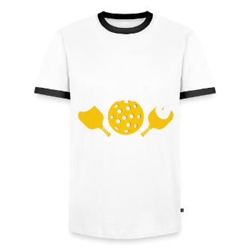 Lustiges Pickleball Geschenk - Männer Kontrast-T-Shirt - Weiß/Schwarz - Vorne - AI Model Female 172 light (172cm) & AI Model Male 178 dark (178cm)