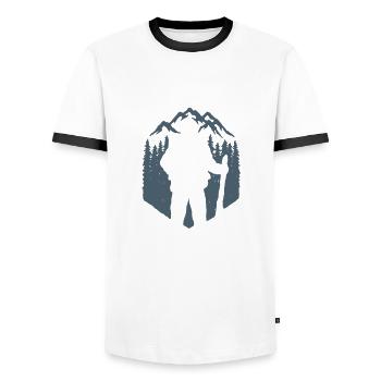 Funny Hiking Gift - Men's Ringer Shirt - white/black - Front - AI Model Female 172 light (172cm) & AI Model Male 178 dark (178cm)