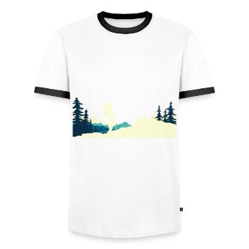 Funny Hiking Gift - Men's Ringer Shirt - white/black - Front - AI Model Female 172 light (172cm) & AI Model Male 178 dark (178cm)