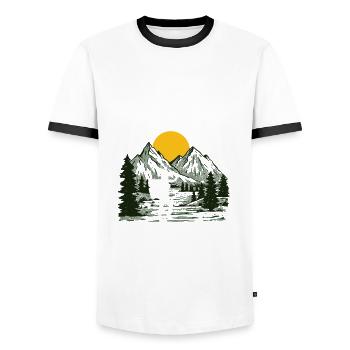 Funny Hiking Gift - Men's Ringer Shirt - white/black - Front - AI Model Female 172 light (172cm) & AI Model Male 178 dark (178cm)