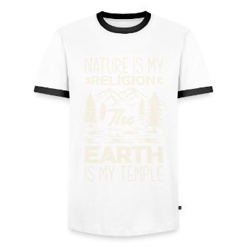 Funny Hiking Gift - Men's Ringer Shirt - white/black - Front - AI Model Female 172 light (172cm) & AI Model Male 178 dark (178cm)