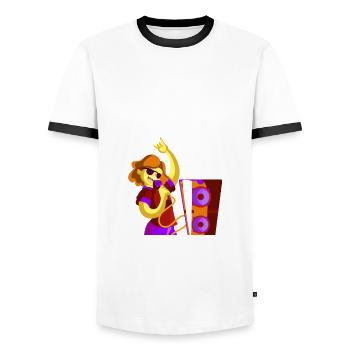 Chanteur de karaoké Chanteur de karaoké Musique - T-shirt contrasté Homme - blanc/noir - Devant - AI Model Female 172 light (172cm) & AI Model Male 178 dark (178cm)