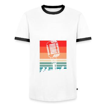 Chanteur de karaoké Chanteur de karaoké Musique - T-shirt contrasté Homme - blanc/noir - Devant - AI Model Female 172 light (172cm) & AI Model Male 178 dark (178cm)