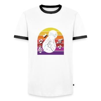 Chanteur de karaoké Chanteur de karaoké Musique - T-shirt contrasté Homme - blanc/noir - Devant - AI Model Female 172 light (172cm) & AI Model Male 178 dark (178cm)