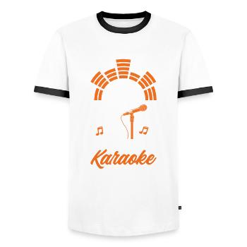 Chanteur de karaoké Chanteur de karaoké Musique - T-shirt contrasté Homme - blanc/noir - Devant - AI Model Female 172 light (172cm) & AI Model Male 178 dark (178cm)