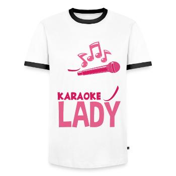Chanteur de karaoké Chanteur de karaoké Musique - T-shirt contrasté Homme - blanc/noir - Devant - AI Model Female 172 light (172cm) & AI Model Male 178 dark (178cm)
