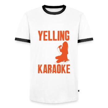 Chanteur de karaoké Chanteur de karaoké Musique - T-shirt contrasté Homme - blanc/noir - Devant - AI Model Female 172 light (172cm) & AI Model Male 178 dark (178cm)