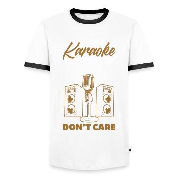Chanteur de karaoké Chanteur de karaoké Musique - T-shirt contrasté Homme - blanc/noir - Devant - AI Model Female 172 light (172cm) & AI Model Male 178 dark (178cm)
