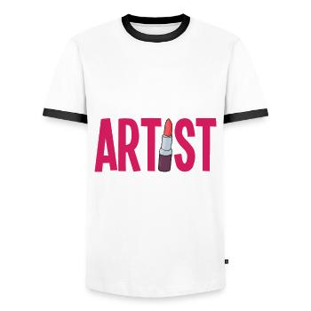 Funny Make Up Artist Makeup Artist Gift - Men's Ringer Shirt - white/black - Front - AI Model Female 172 light (172cm) & AI Model Male 178 dark (178cm)