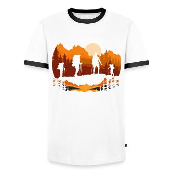 Cadeau de randonnée drôle - T-shirt contrasté Homme - blanc/noir - Devant - AI Model Female 172 light (172cm) & AI Model Male 178 dark (178cm)