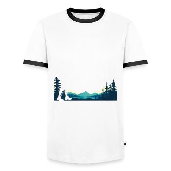 Funny Hiking Gift - Men's Ringer Shirt - white/black - Front - AI Model Female 172 light (172cm) & AI Model Male 178 dark (178cm)