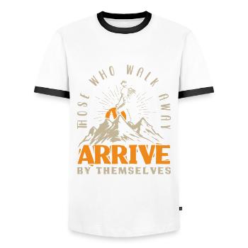 Funny Hiking Gift - Men's Ringer Shirt - white/black - Front - AI Model Female 172 light (172cm) & AI Model Male 178 dark (178cm)