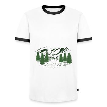 Funny Hiking Gift - Men's Ringer Shirt - white/black - Front - AI Model Female 172 light (172cm) & AI Model Male 178 dark (178cm)