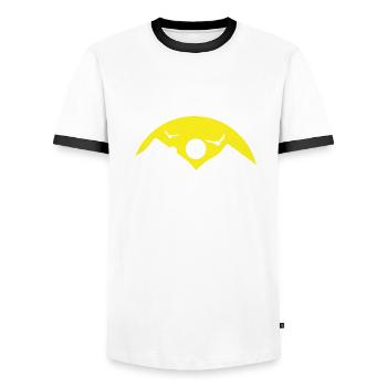 Funny Hiking Gift - Men's Ringer Shirt - white/black - Front - AI Model Female 172 light (172cm) & AI Model Male 178 dark (178cm)