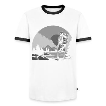 Cadeau de randonnée drôle - T-shirt contrasté Homme - blanc/noir - Devant - AI Model Female 172 light (172cm) & AI Model Male 178 dark (178cm)