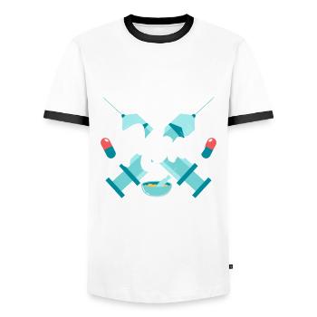 Apothecary Apothecary Apothecary Pharmacy Gift - Men's Ringer Shirt - white/black - Front - AI Model Female 172 light (172cm) & AI Model Male 178 dark (178cm)