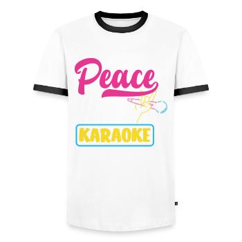 Chanteur de karaoké Chanteur de karaoké Musique - T-shirt contrasté Homme - blanc/noir - Devant - AI Model Female 172 light (172cm) & AI Model Male 178 dark (178cm)