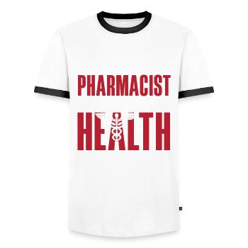 Apothecary Apothecary Apothecary Pharmacy Gift - Men's Ringer Shirt - white/black - Front - AI Model Female 172 light (172cm) & AI Model Male 178 dark (178cm)