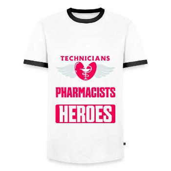 Pharmacien Pharmacie Pharmacie Cadeau - T-shirt contrasté Homme - blanc/noir - Devant - AI Model Female 172 light (172cm) & AI Model Male 178 dark (178cm)