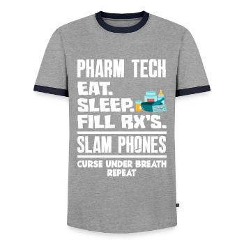 Apothecary Apothecary Apothecary Pharmacy Gift - Men's Ringer Shirt - grey/navy  - Front - AI Model Female 172 light (172cm) & AI Model Male 178 light (178cm)