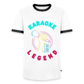 Chanteur de karaoké Chanteur de karaoké Musique - T-shirt contrasté Homme - blanc/noir - Devant - AI Model Female 172 light (172cm) & AI Model Male 178 dark (178cm)