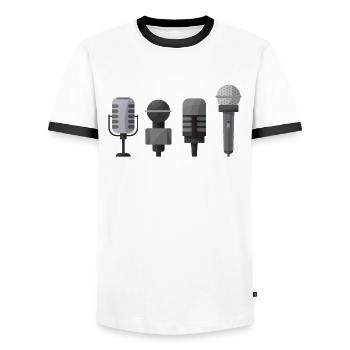 Chanteur de karaoké Chanteur de karaoké Musique - T-shirt contrasté Homme - blanc/noir - Devant - AI Model Female 172 light (172cm) & AI Model Male 178 dark (178cm)