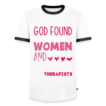Speech therapist, speech therapist, speech therapist - Men's Ringer Shirt - white/black - Front - AI Model Female 172 light (172cm) & AI Model Male 178 dark (178cm)