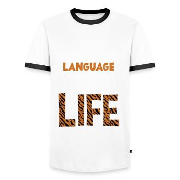 Speech therapist, speech therapist, speech therapist - Men's Ringer Shirt - white/black - Front - AI Model Female 172 light (172cm) & AI Model Male 178 dark (178cm)