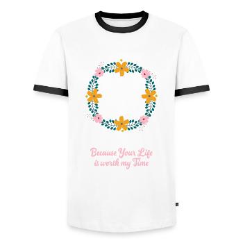 Speech therapist, speech therapist, speech therapist - Men's Ringer Shirt - white/black - Front - AI Model Female 172 light (172cm) & AI Model Male 178 dark (178cm)