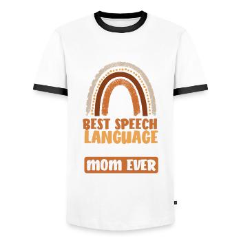 Speech therapist, speech therapist, speech therapist - Men's Ringer Shirt - white/black - Front - AI Model Female 172 light (172cm) & AI Model Male 178 dark (178cm)