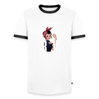 Speech therapist, speech therapist, speech therapist - Men's Ringer Shirt - white/black - Front - AI Model Female 172 light (172cm) & AI Model Male 178 dark (178cm)